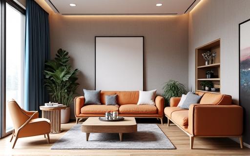 Rendering 3D di un interno moderno.