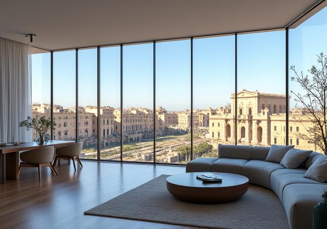 Attico moderno e luminoso dopo la ristrutturazione, con ampie vetrate, arredi di design e vista panoramica.